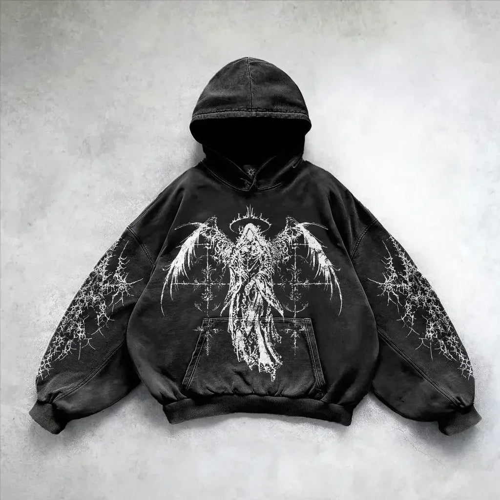 Y2k gothic dark skull hoodies men oversized sweatshirt couples punk tops streetwear goth harajuku women men clothing