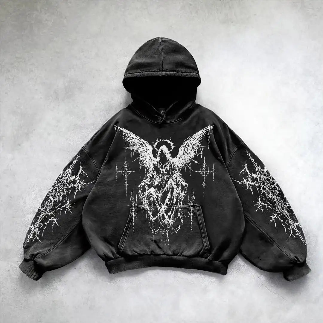 Y2k gothic dark skull hoodies men oversized sweatshirt couples punk tops streetwear goth harajuku women men clothing